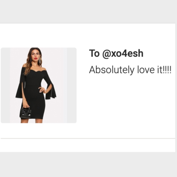 Split Trumpet Sleeve Scallop Bodycon Dress Black - Picture 6 of 6